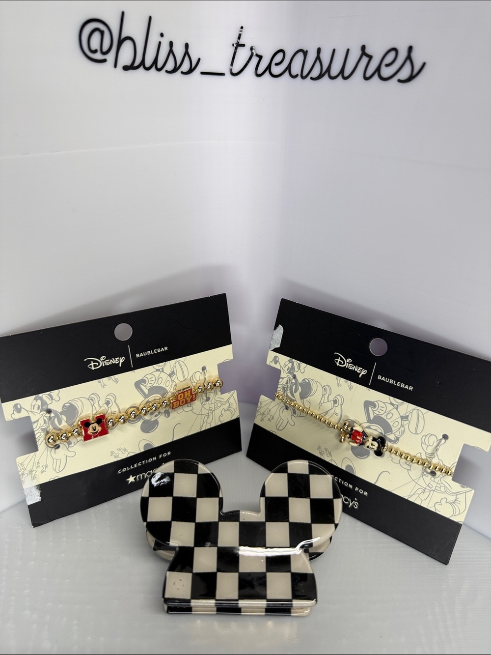 Set of 2 Disney BaubleBar Mickey Charm Bracelet Set with Mickey hair Holder
